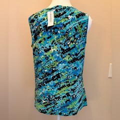 #128 Dressbarn Vibrant Studio Blue & Green Patterned Sleeveless Camisole