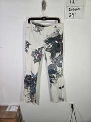 Vintage 90’s Women’s Rene Lezard Tropical Floral Dragon Style White Pants!
