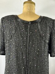 Beaded Drama Special Occasion Dress Black Beads Iridescent Sequins Formal 16WP