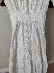 Antique Edwardian Victorian White Cotton Lace Semi Sheer Dress