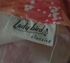 Vtg 60s Lady Bird Classics Floral Polyester Shift Dress Coral Orange Size 24 1/2