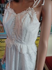 VTG Mid-century 1960s 1970s Candi Jones California Eyelet Prairie Maxi Dress XXS