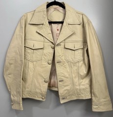 19 70’s vintage off-white leather trucker jacket Size 40