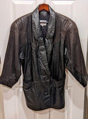 Vintage Black Leather Jacket Leopard Print 80’s Retro G III Women’s M