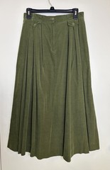 Vtg Susan Bristol Army Green Corduroy Long Length Skirt Made In Hong Kong Preppy