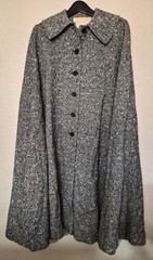 Vintage Pendelton Cape Shawl Poncho Wool Tweed Button Dowb Made In USA O/S