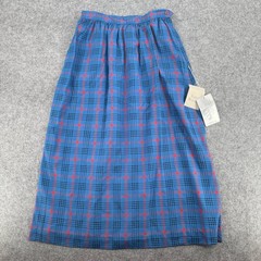 Vintage Suzanne by Thomson Blue Plaid Pleated Midi Skirt Size 8 NWT Retro