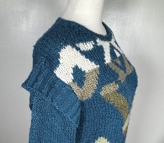 Vintage Sassafras Teal Blue Aztec Southwestern Textured Acrylic Sweater Sz M