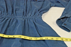Vintage Eddie Bauer Dress Size S 90s Steel Blue Corduroy Collared Elastic Waist