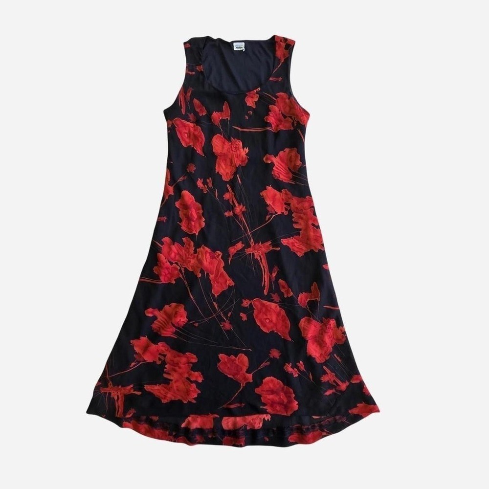 VTG 90’s, y2k dark floral midi summer dress / LG XL / Alt, goth, whimsygoth