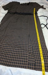 VTG COCO BIANCO Black Brown GINGHAM Dress Adjustable Tie Waist Women’s PLUS 18