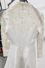 Vintage Mary’s White Long Sleeve Wedding Dress Ball Gown Pearls Sequins Sz 10