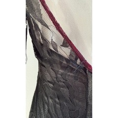 Contempo Casuals Vintage 80s Black Lace Taffeta Bow Dress Sz S Goth Whimsigoth