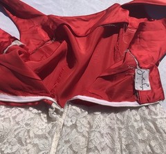 1950s Vtg Johnathan Logan Party Prom Fit Flare Red Dress White Lace Crinoline M
