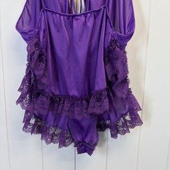 Vintage 80s 90s Coquette Ruffle Teddy Lingerie Womens Large Boudoir Dark Romance