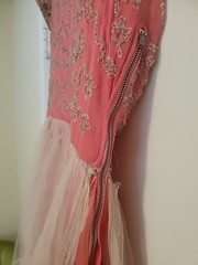 Vintage 40s 50s EXQUISITE Beaded Tulle Evening Dress Needs TLC