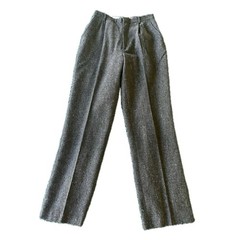 Vintage 100% Wool Tweed Pleated Trousers Brown Tweed Preppy Fall 26 Waist