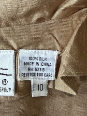 VINTAGE OLEG CASSINI SILK DRESS BEIGE GOLD BUTTONS SIZE 10