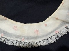 Vintage Lace Dress Collars One Pink, One Gauze with Embroidered Flowers