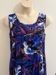 JAMS WORLD VINTAGE WOMENS BLUHARI FLORAL DRESS LARGE L HAWAIIAN RESORT CRUISE