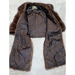 Pinneke Furs Womens Brown Vintage Mink Fur Wrap Capelet Monogrammed MCM 4 Pocket