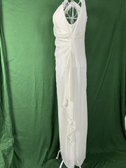 Vintage R&M Richards White Dress Size 6 Petite Glitter Flowy Sheer Lined
