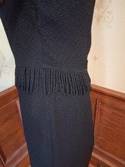 Vintage 1950s/1960s Mid-century Little Black Fringed Wiggle Cocktail Dress