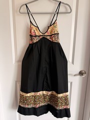 Vintage Young Edwardian by Arpeja Black Floral Sundress Size 7 Boho Cottage