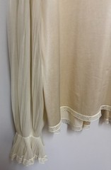 Vintage Jolie Two Bed Jacket Beige Nylon w/ Lace Pleated Sleeves Medium