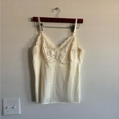 Vintage shadow line cream color slip lace top size L
