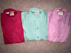 VTG 60S 70S WOMENS 32 36 38 MILLER LOOP BUTTON WESTERN COWBOY LONG SLEEVE SHIRT