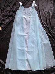 Vintage 1960s Baby Blue Empire Waist Cape Maxi Gown Mod Mad Men XS/S