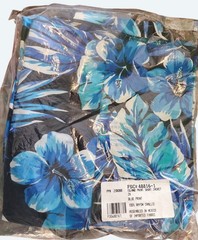 Avon Womens 2X Island Print Rayon Challis Shirt Blue Floral Hibiscus Vtg Stock
