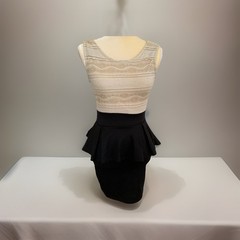 VTG Papaya USA Dress Sleeveless Mesh Lace Bodice Black Peplum Indie Bodycon