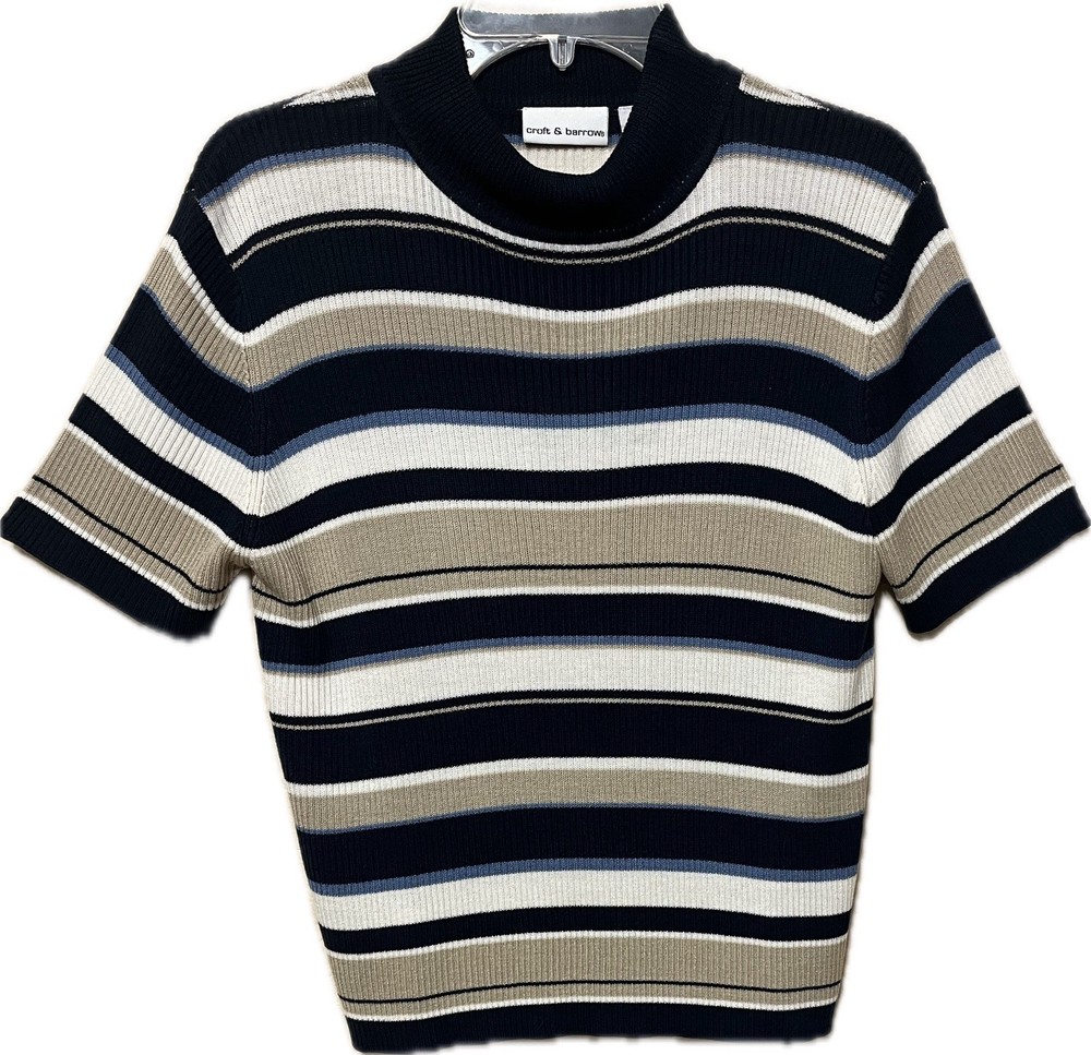 296 Croft & Barrow Vintage 90s Women’s Striped Mock Neck Sweater Size Large