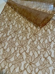 VTG 50’s Lace/Crepe de Chine Semi-formal Dress, Unbranded, XS, Camel/Terracotta