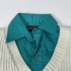VTG 80’s English Glen Women’s Preppy V Neck Sweater With Button up Collar Shirt