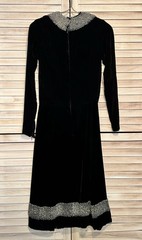 True Vintage 1930s Old Hollywood Glamour Silk Velveteen Beaded Evening Dress