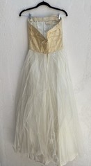 Vintage 50s S Strapless cotillion party Prom dress long Ivory Tulle