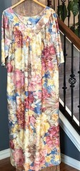 VTG Metropolitan Mumu Tent Dress Caftan Warm Tone Floral Print Size 1X 1 Pocket