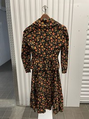 VTG 70s Sears JR Bazaar Black and Orange Floral Prairie Jacket and Skirt Set XS