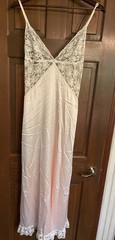 Vintage Lily Of France Sleepwear Lacy Satin Nightgown Peachy/Pink Medium