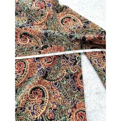 Jessica Lynn Pleated Paisley Blouse Mock Neck Long Sleeves Size 8 Vintage 1980s