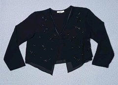 VTG Patra Beaded Bolero Shrug Cardigan 12 Black MOB Formal Gala Wedding Guest