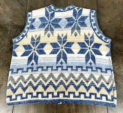 Vintage Denim Republic Vest Acrylic Geometric Design Size Large L made In USA