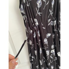 Vintage Y2K Dark Floral Slip Dress Black Gray Grunge 90s Whimsigoth Fairy Size 2