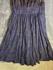 Karin Stevens Vintage Paisley Geometric Top & Skirt Set Purple Blue Size 12