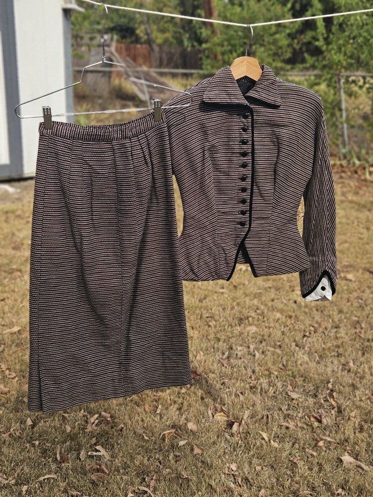 Vintage 1940s Striped Skirt Suit Set
