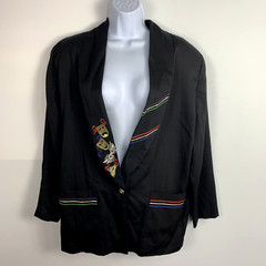 Susan Graver Blazer sz M Black Tragedy Comedy Theater Mask Avant Garde VINTAGE