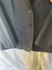 VTG 70s Devon Blazer Black Poly Office Size M Pointy Lapel Unlined 9 To 5
